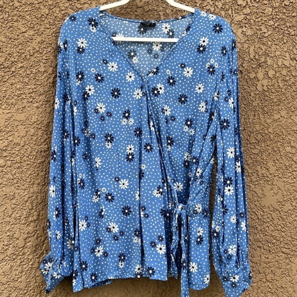 Talbots Daisy Flower Wrap Top Women's Plus‎ Size 2X Blouse
